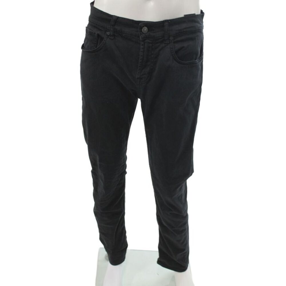 7 For All Mankind Mens Straight Jeans Black Cotton Blend Button Size 32
